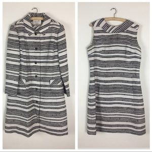 Vintage 1960s Leslie Fay Striped Dress & Coat Set